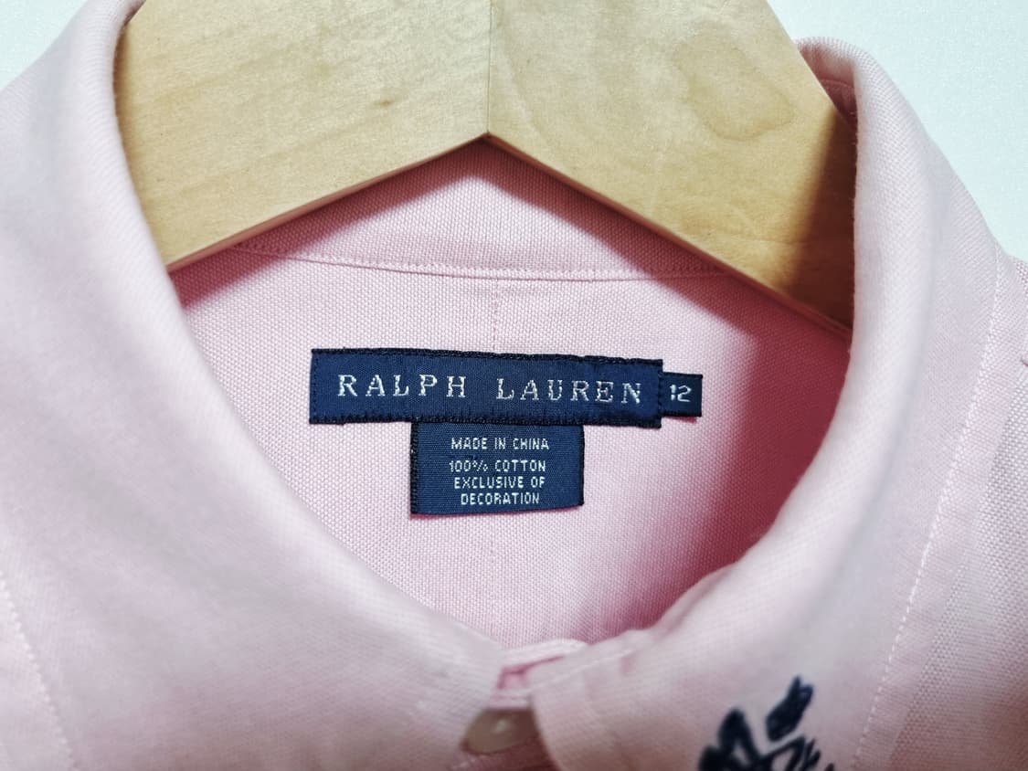 여성 레어 폴로 빅로고 딸기우유 핑크 옥스퍼드 옥스포드 긴팔 남방 셔츠 상품이미지6