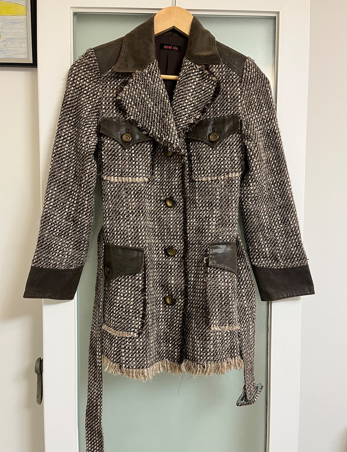 Tweed & Leather field Coat 상품이미지6