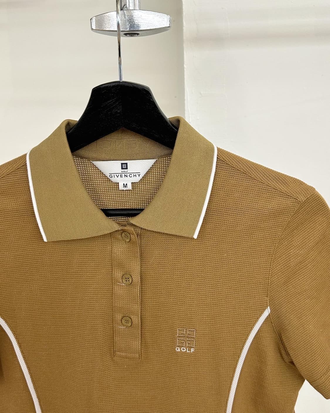 지방시 골프 베이지 라인 코튼 카라 하프티  상품이미지2