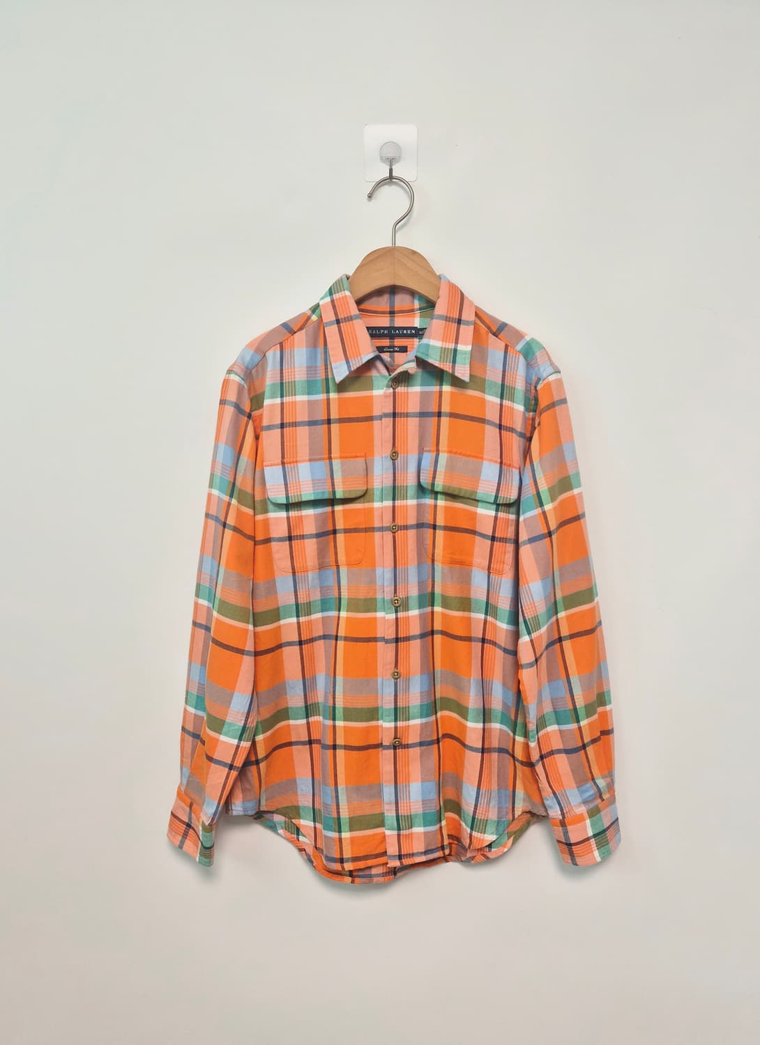 폴로 랄프로렌 오렌지 체크 셔츠 남방 상품이미지1