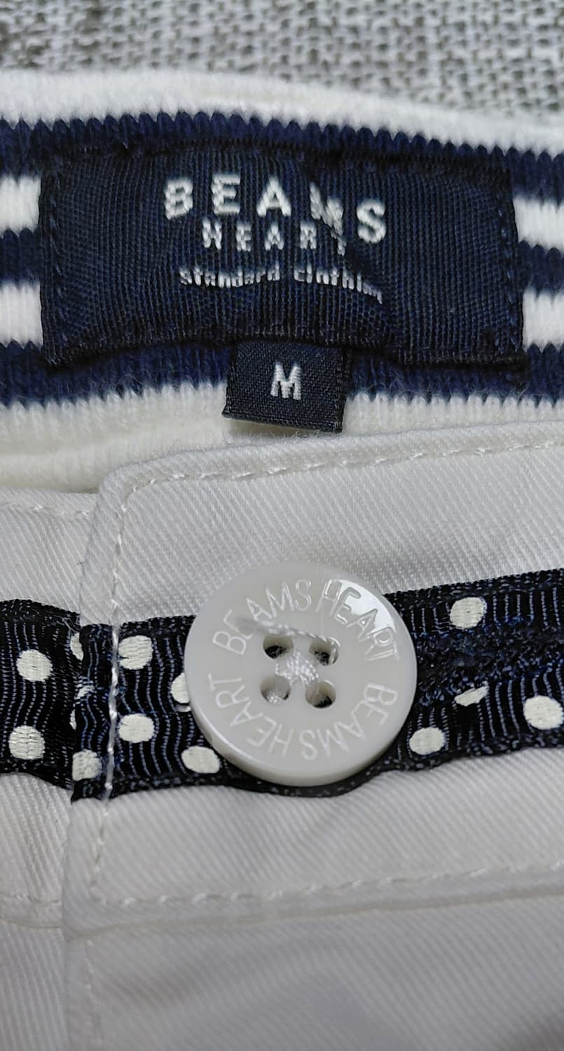 [M] 빔즈 하트(BEAMS HEART) 도트 포인트 화이트 반바지 상품이미지5