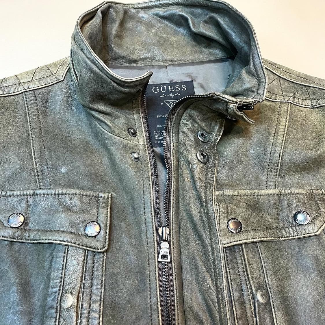 게스) 빈티지워싱 브라운 양가죽 사파리자켓(L) 상품이미지3