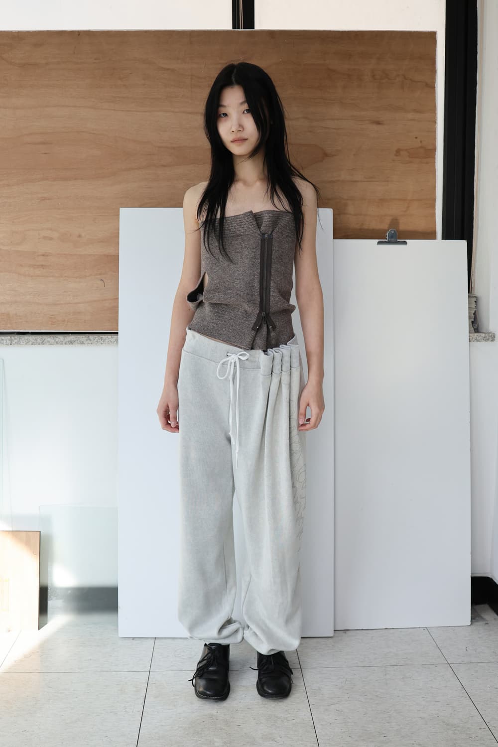 울리카상투스 curtain jersey pants (ivory) 상품이미지1