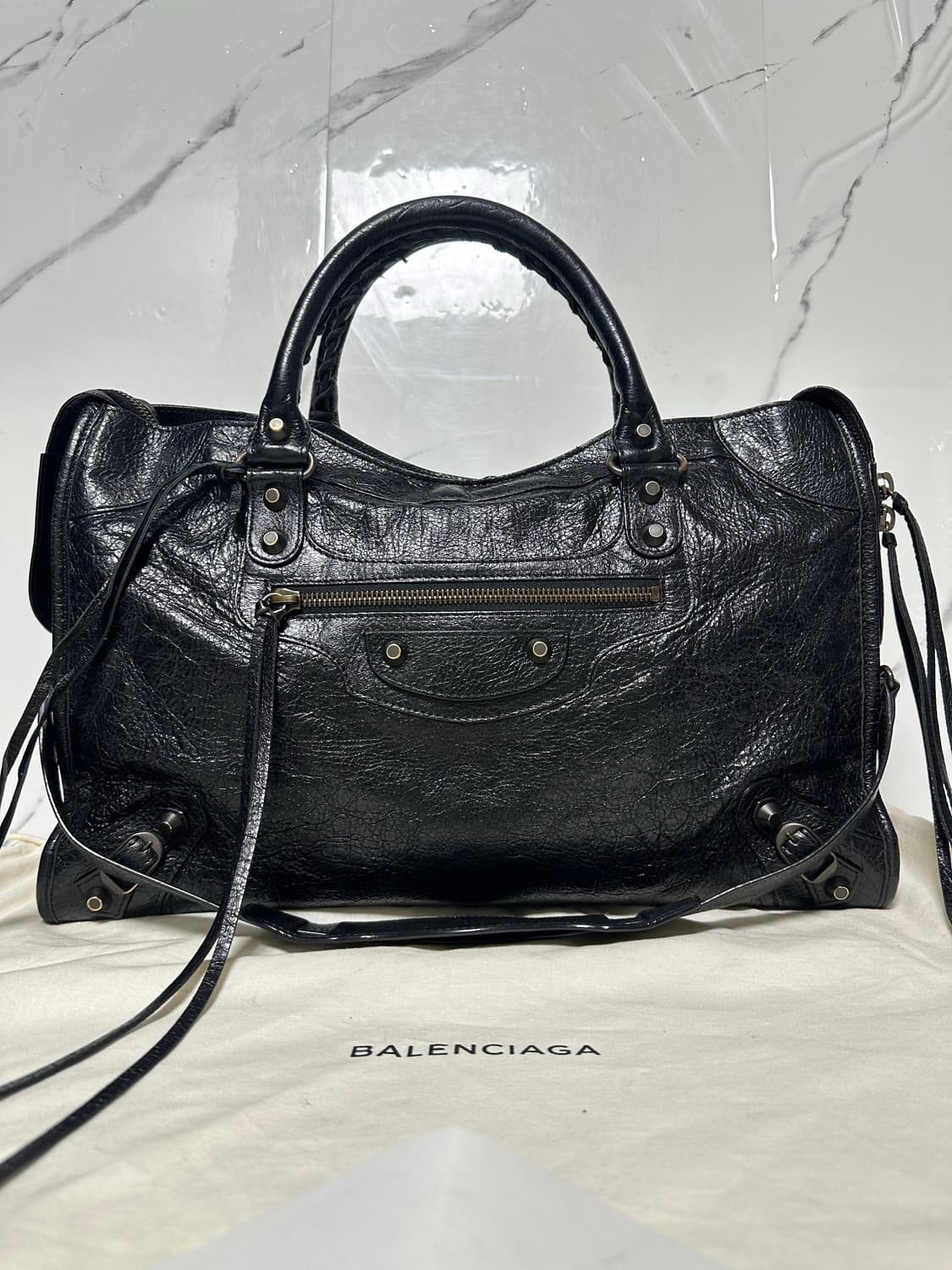 [A+ 정품] 발렌시아가 시티 모터백 미디움 블랙 상품이미지6