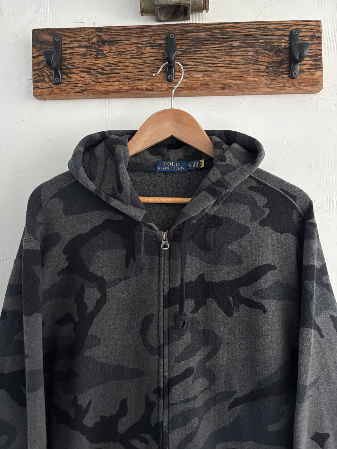 Polo 폴로 랄프로렌 신형 큐알 블랙 카모 후드집업 상품이미지2