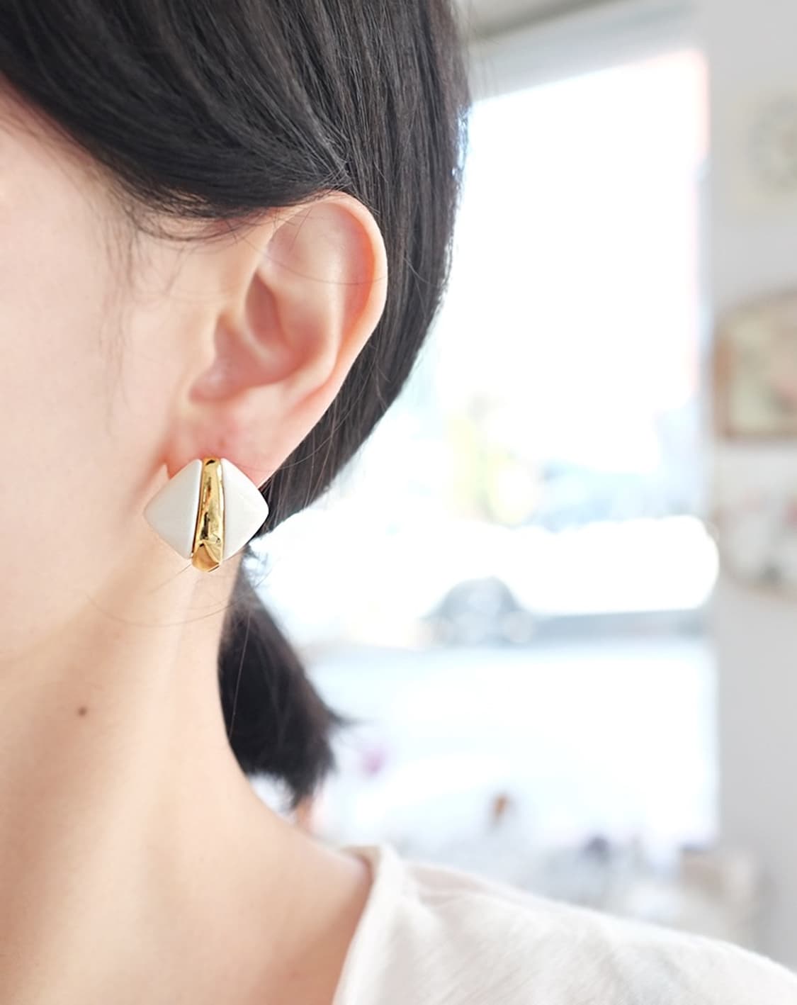 1980s Monet 포인트 화이트 빈티지귀걸이 빈티지주얼리 상품이미지2