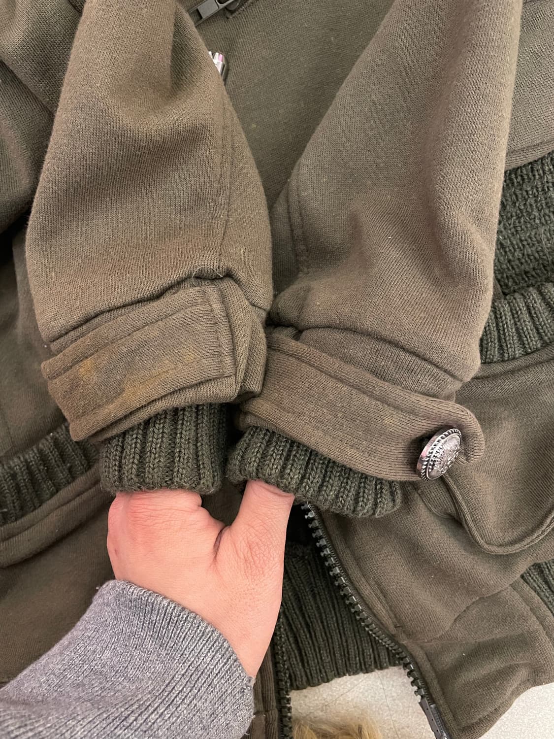 카키 니트 투웨이 후드집업 상품이미지4