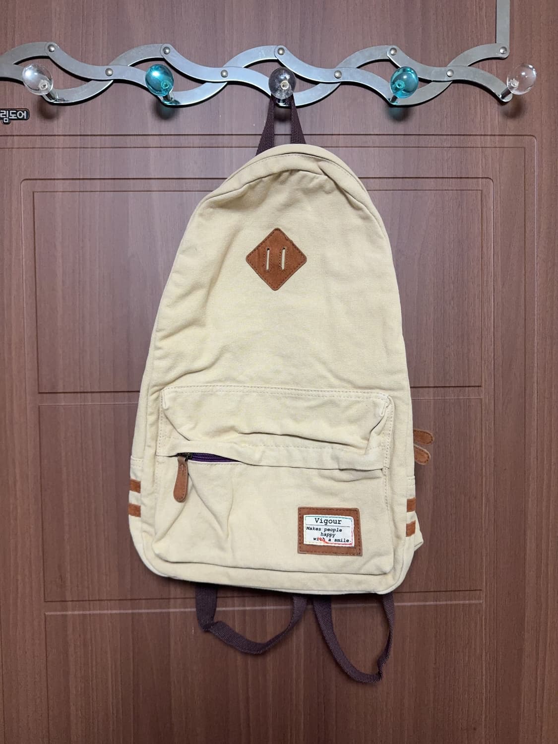 일본 빈티지 모리걸 베이지 돼지코 백팩 모리 가방 상품이미지1