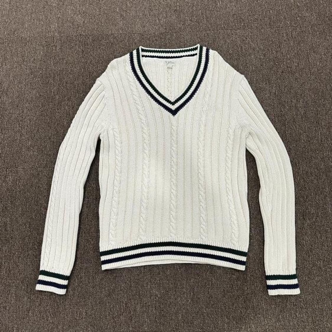 제이크루 헤리티지 코튼 케이블 브이넥 니트 (L)   상품이미지2