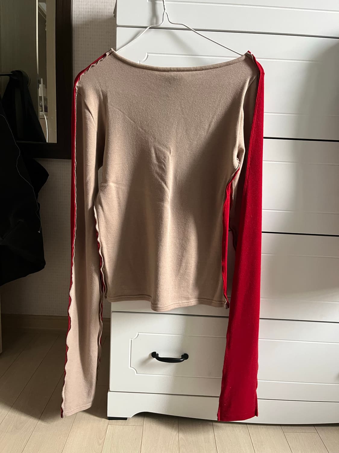 데어드 하프앤하프 롱슬리브 레드 상품이미지2