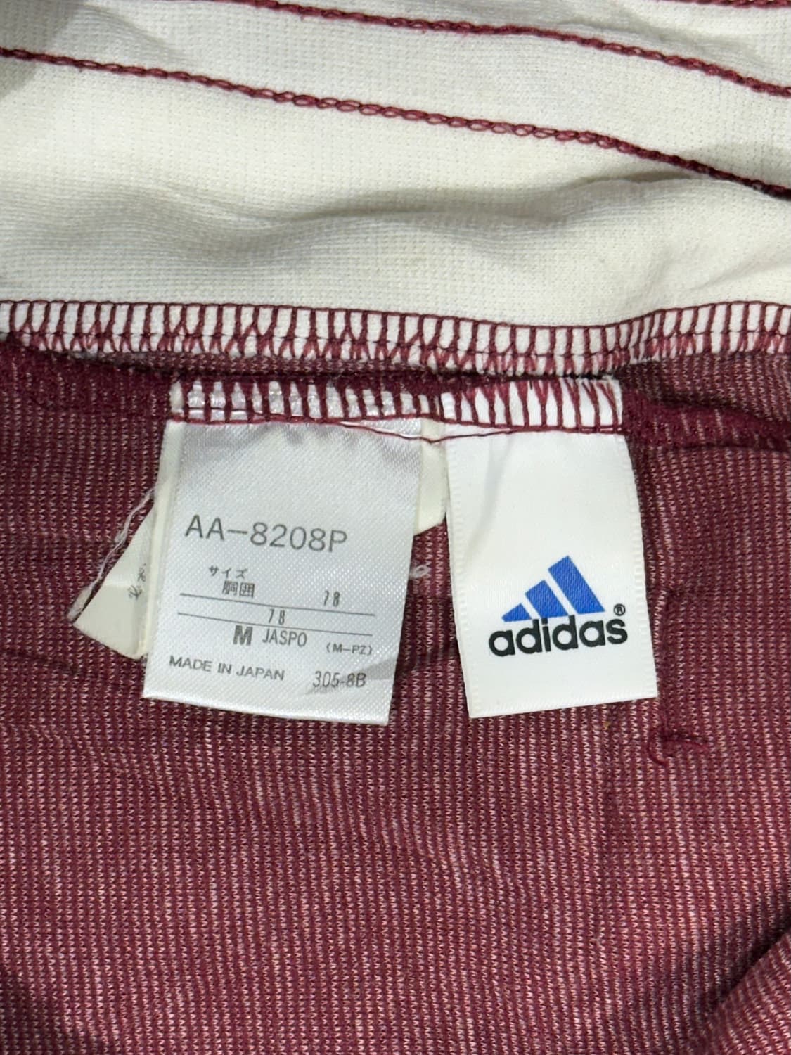 90s 아디다스 버건디 스냅 단추 화이트 삼선 와이드 트레이닝 바지 M 상품이미지7