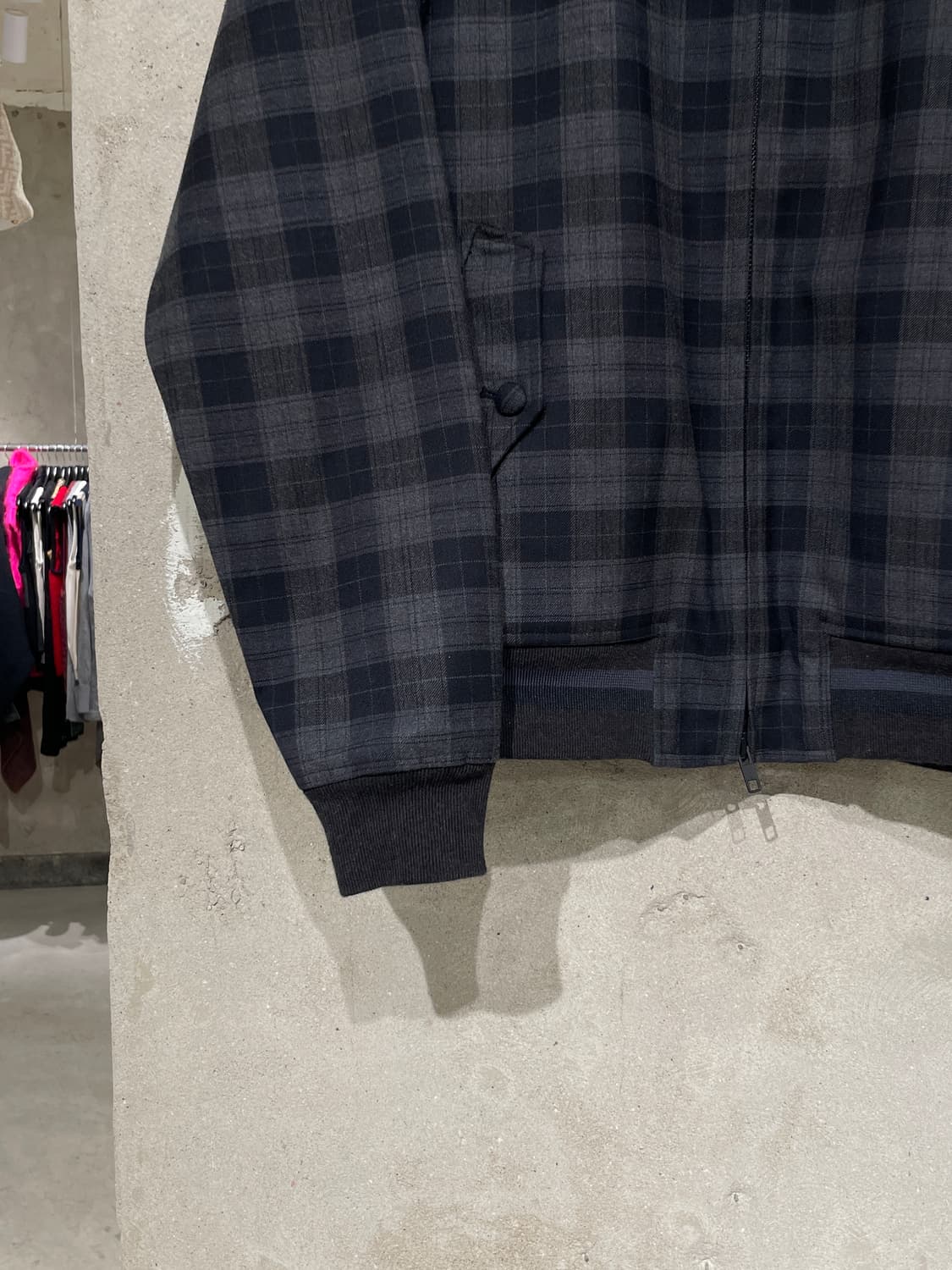 프레드 페리 블랙 앤 네이비 체크 헤링턴 자켓 상품이미지4