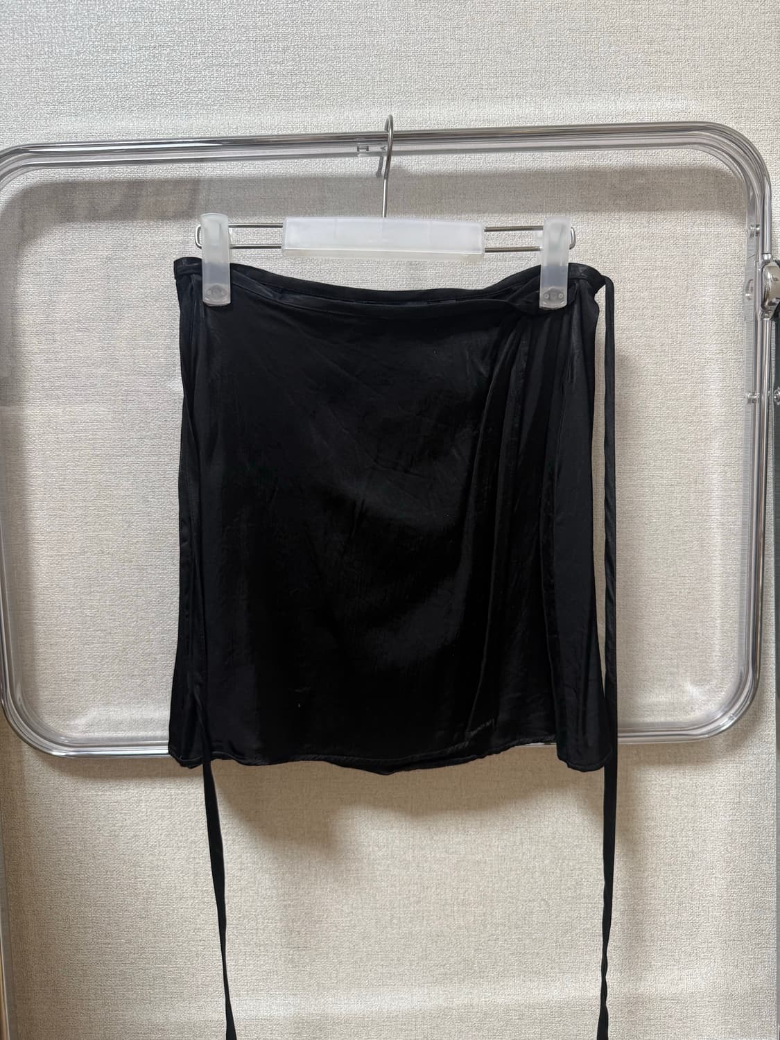 (반택포) 자라 블랙 새틴 랩 스커트 발레코어 상품이미지3
