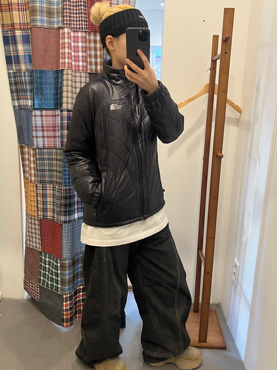 노스페이스 블랙 퀄팅 패딩 상품이미지4