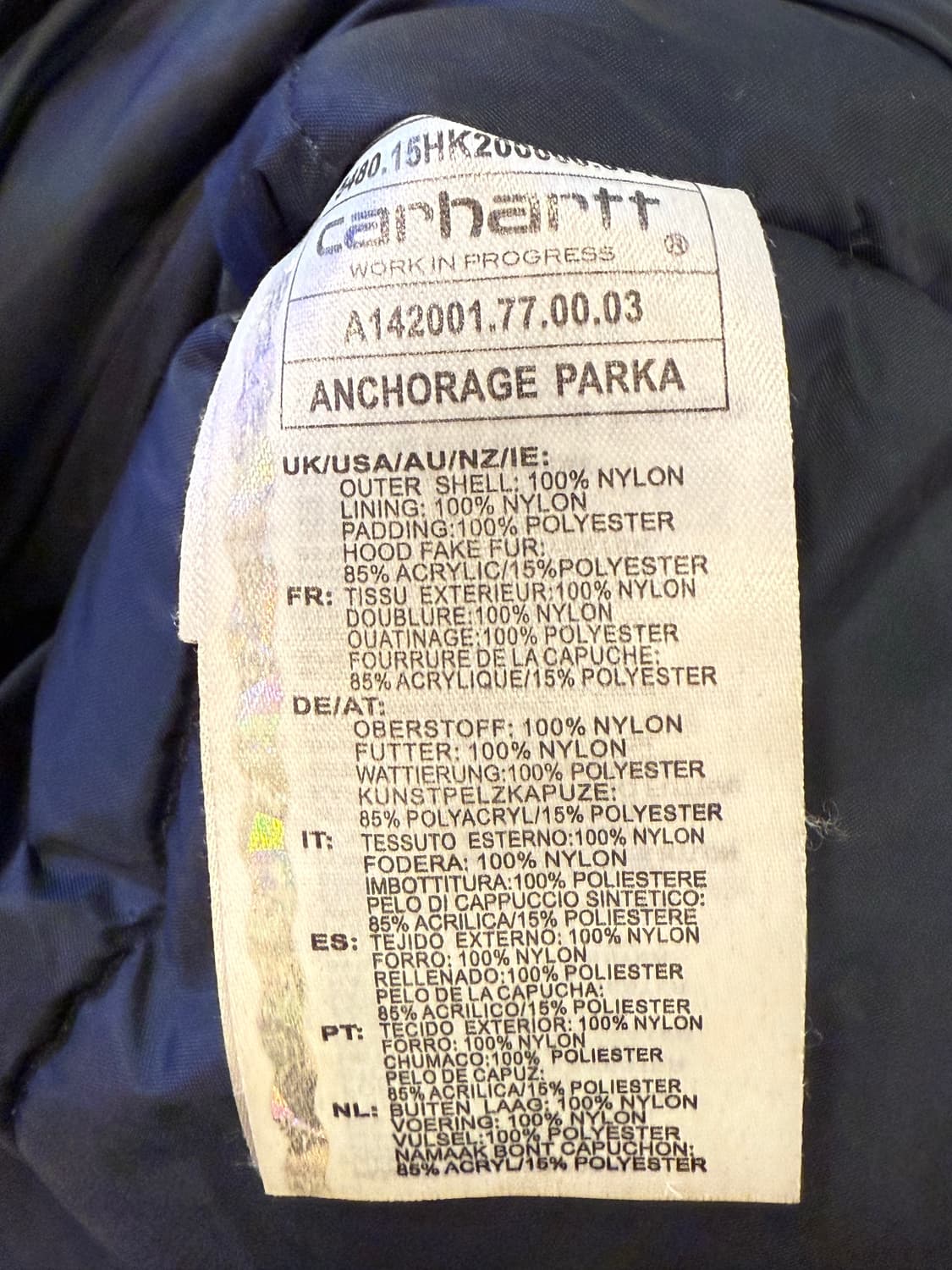 칼하트 WIP 앵커리지 파카 네이비 상품이미지3