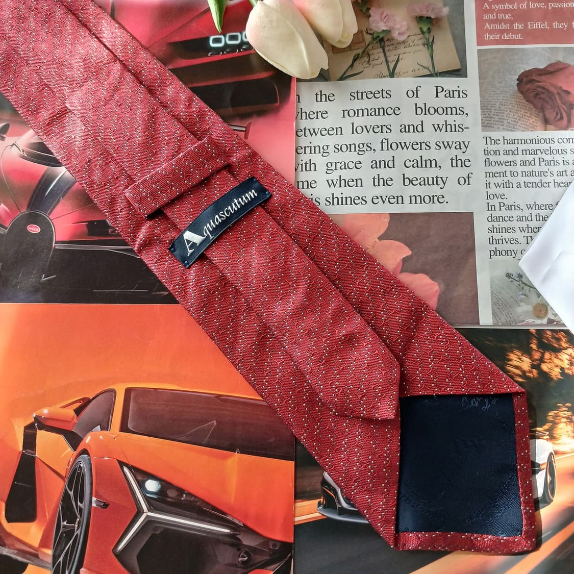 아쿠아스큐텀 실크 레드 마이크로 넥타이 9.5cm A+등급 A18821
 상품이미지4