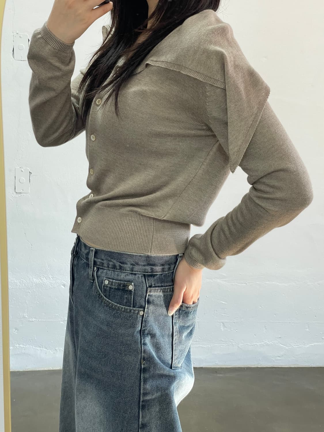 킨더살몬 숄더 디테일 가디건 상품이미지2