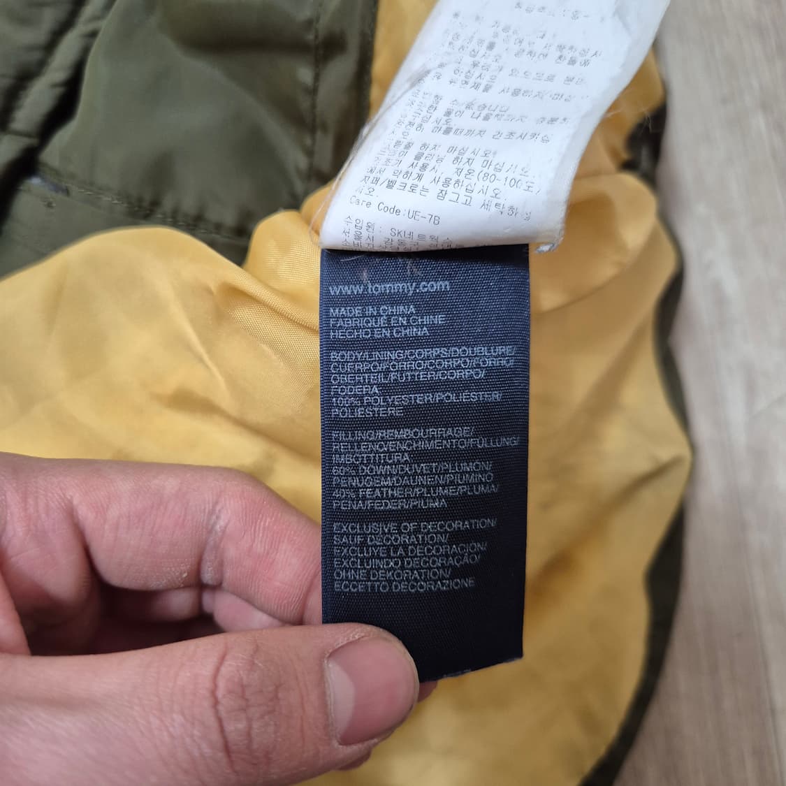 타미힐피거 데님 남성 다운 카키 패딩 조끼 L(100) 상품이미지7