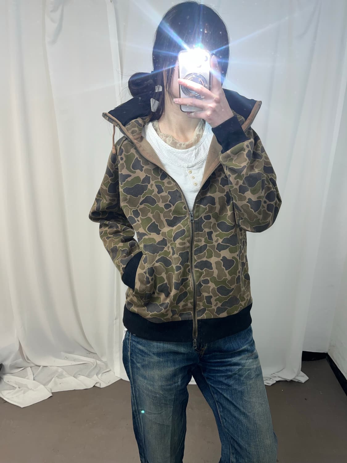 Y2K 카모 하이넥 집업 상품이미지5