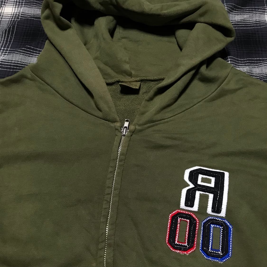 00s 재팬 밀리터리 카키올리브 크롭 오버핏 후드집업 상품이미지2