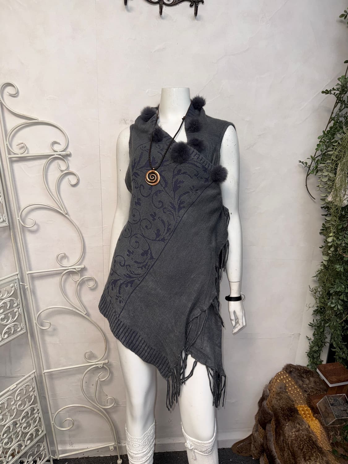 Ash navy oriental rabbit fur ball vest 상품이미지7