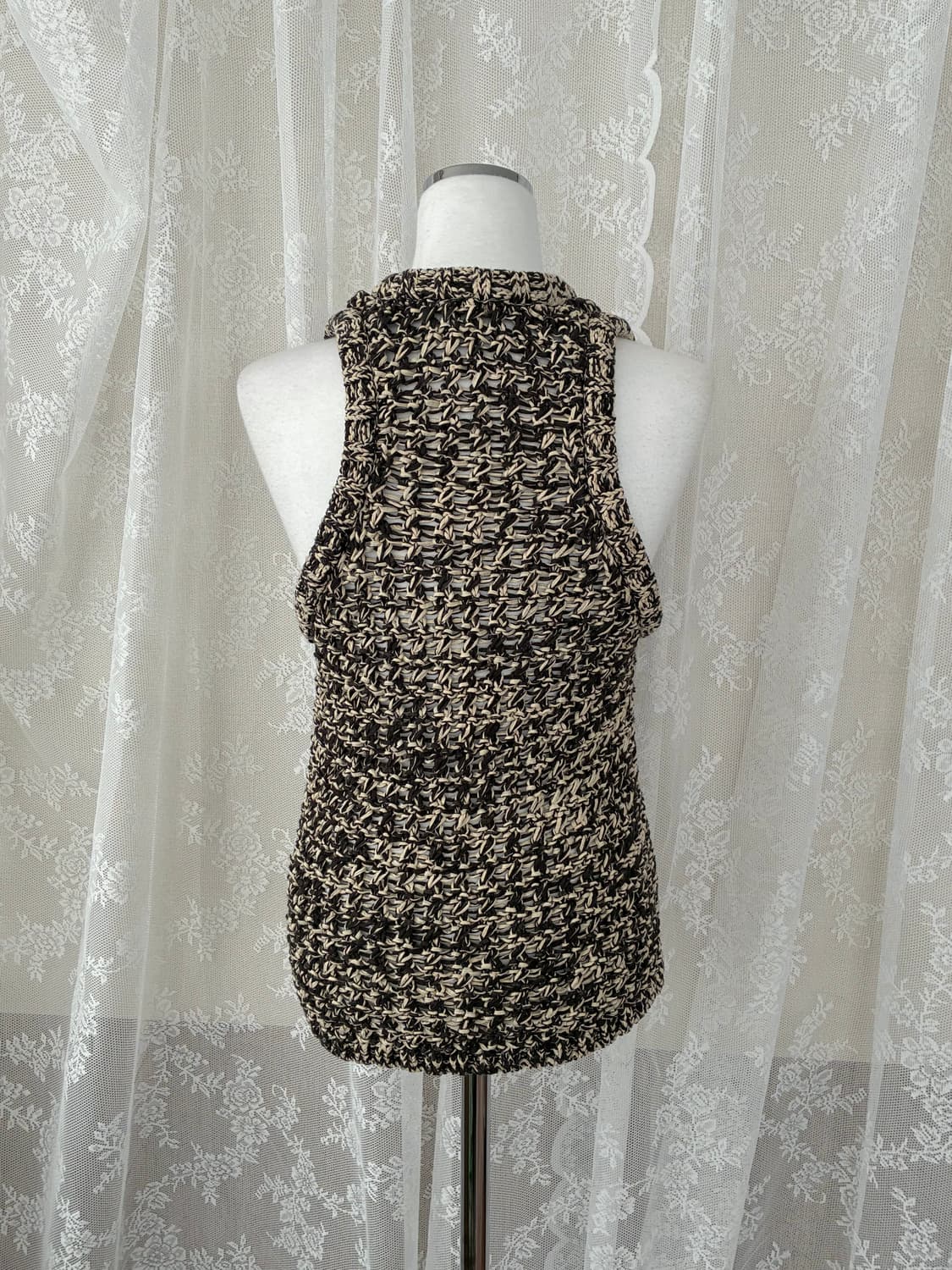 XS) 앤아더스토리즈 니트 슬리브리스 탑 베이지 상품이미지4