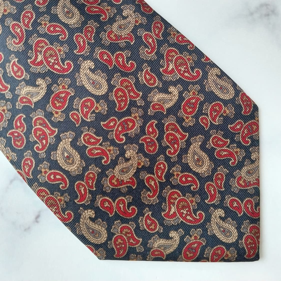 란셀 실크 네이비 페이즐리 패턴 넥타이 8.5cm A+등급 K1786
 상품이미지8