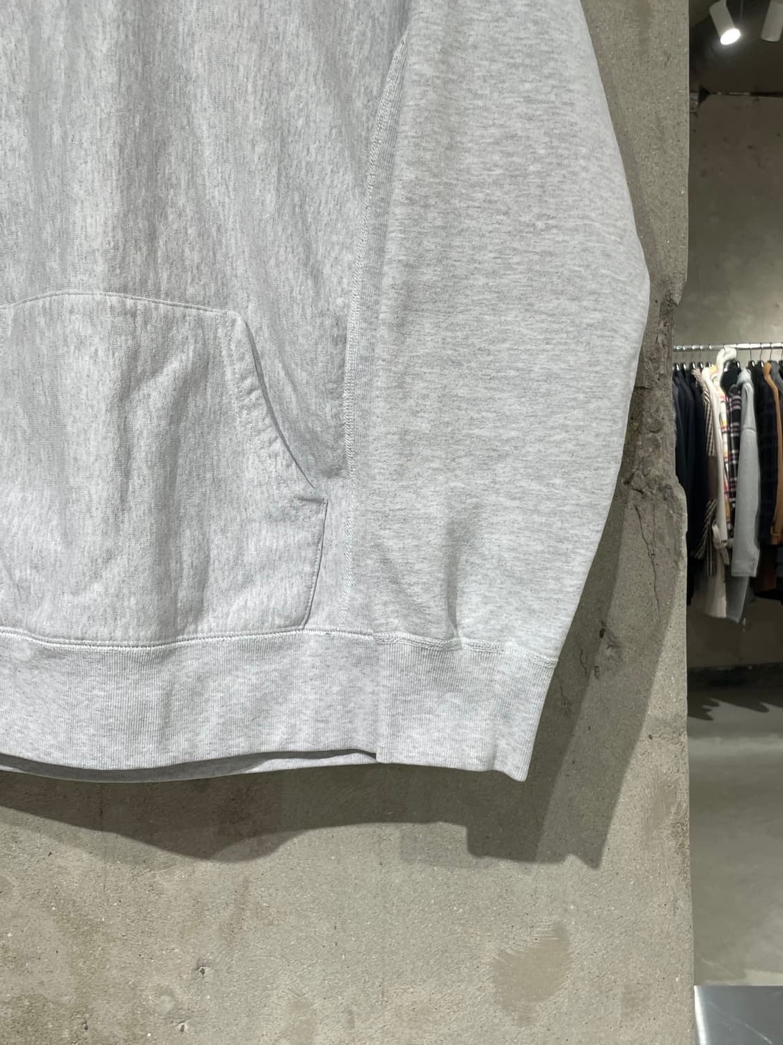 슈프림 멜란지 라이트 그레이 자카드 로고 스웻 후디 상품이미지5