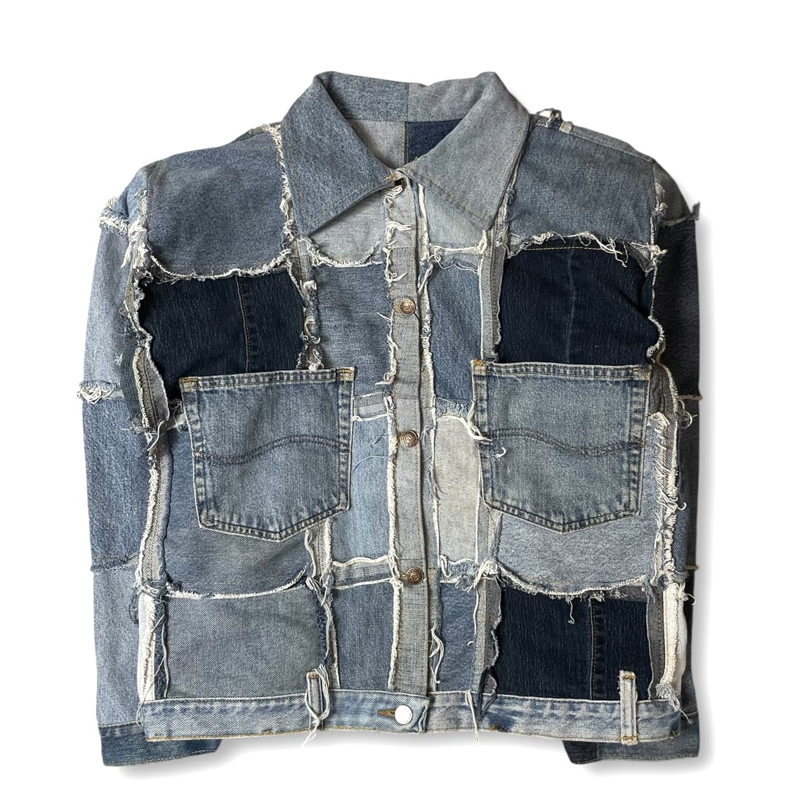 빈티지 데님 리워크 커스텀 카라 자켓 상품이미지1