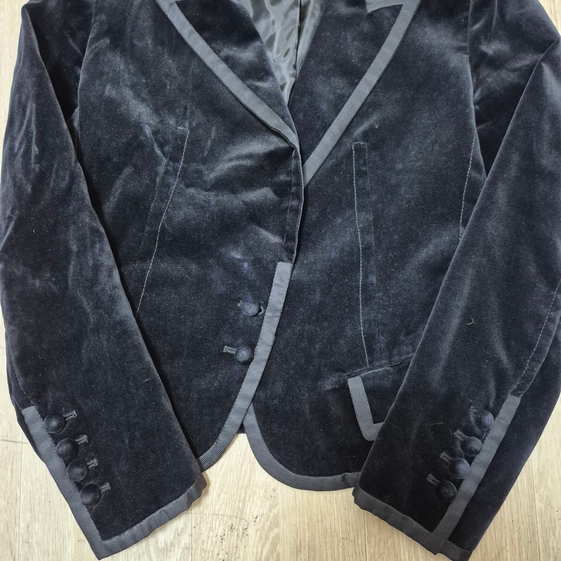 한섬 시스템 싱글 블레이저 카라 벨벳 자켓 상품이미지3