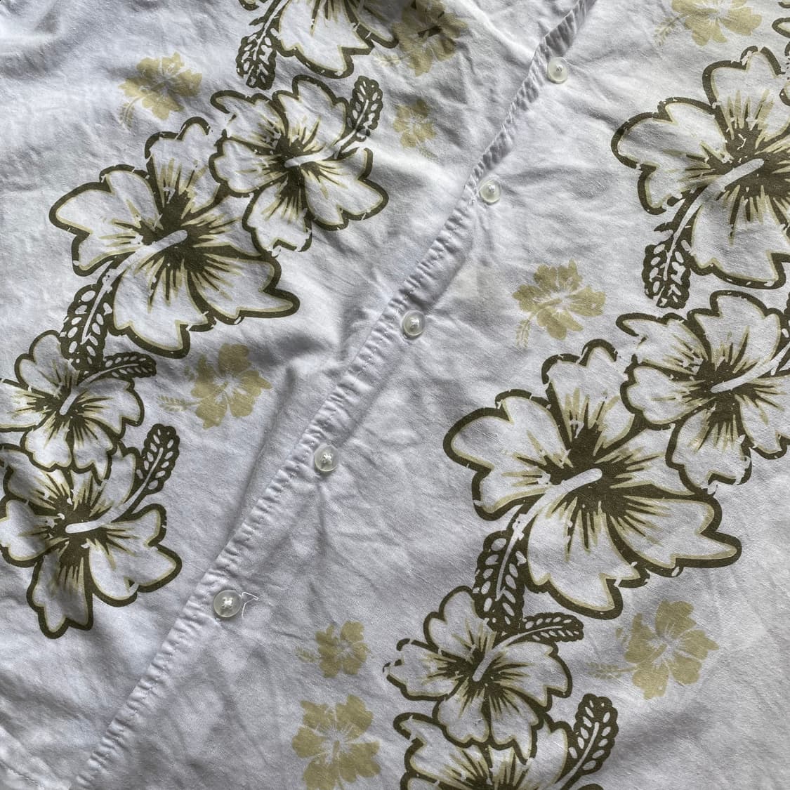 빈티지 하와이안 플라워 반팔 셔츠 화이트 상품이미지3