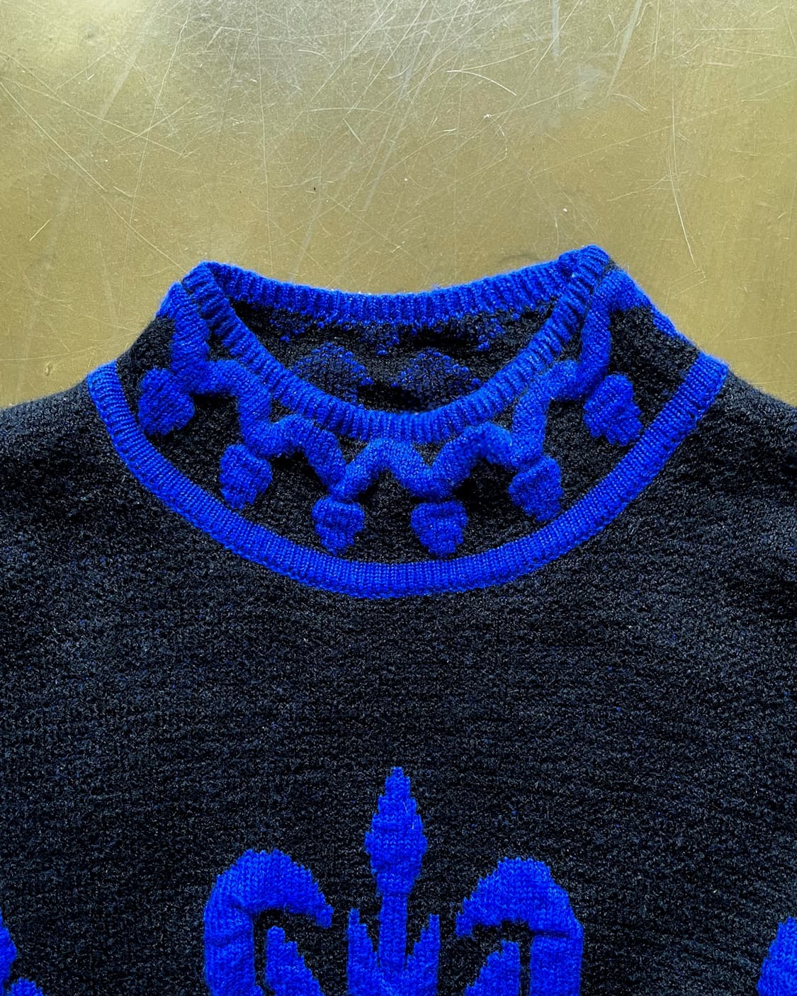 1980-90s CREATEUR 3D Tribal Trim Knit 상품이미지4
