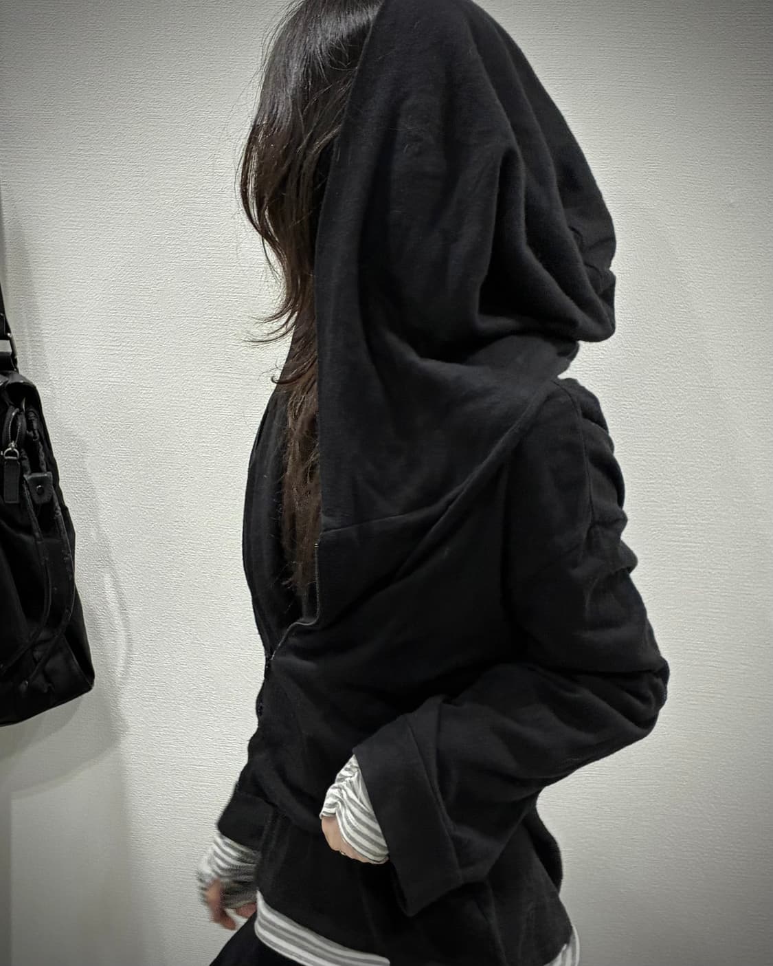 Y’s 요지야마모토 사선 드레이프 캐시미어 후드 집업 상품이미지1