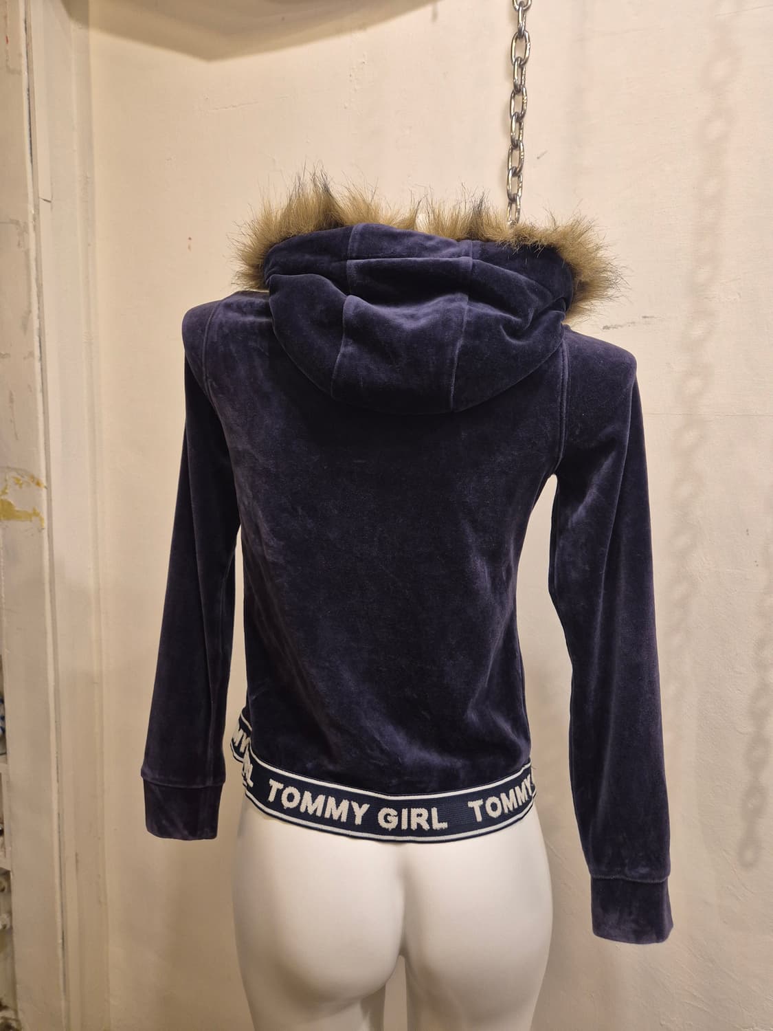 tommy girl 타미힐피거 네이비 벨벳 퍼 후드자켓 상품이미지2