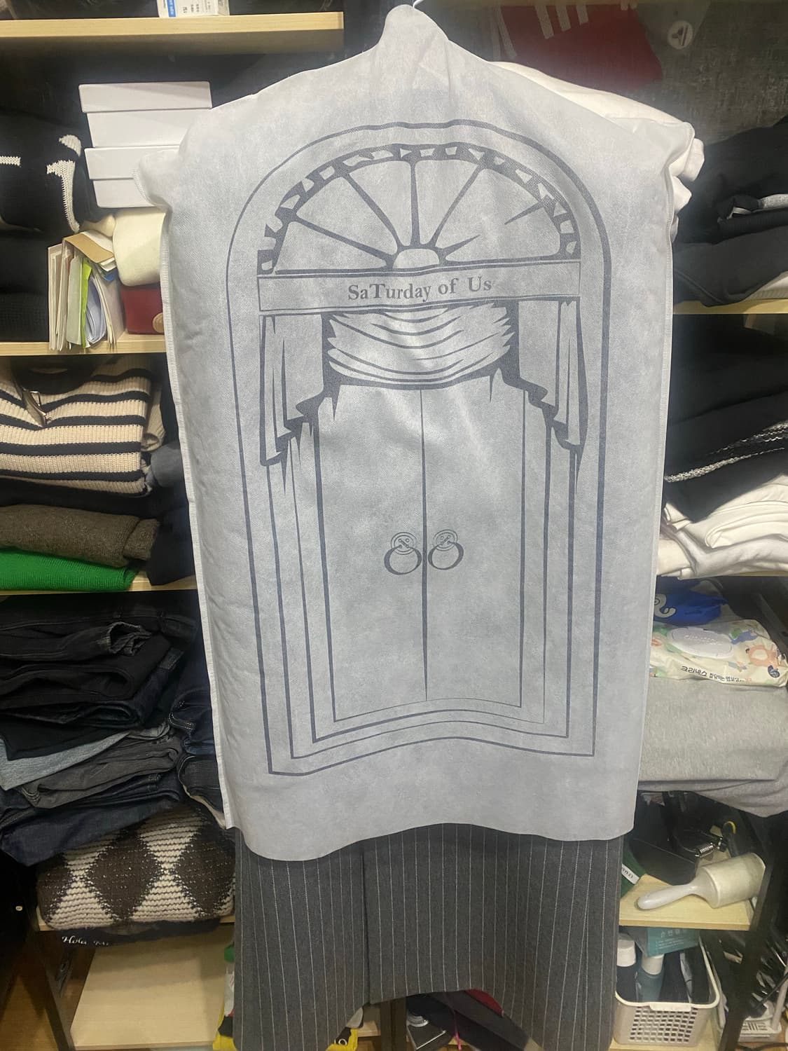 STU 스트라이프 클래식 코트 그레이 M 상품이미지3