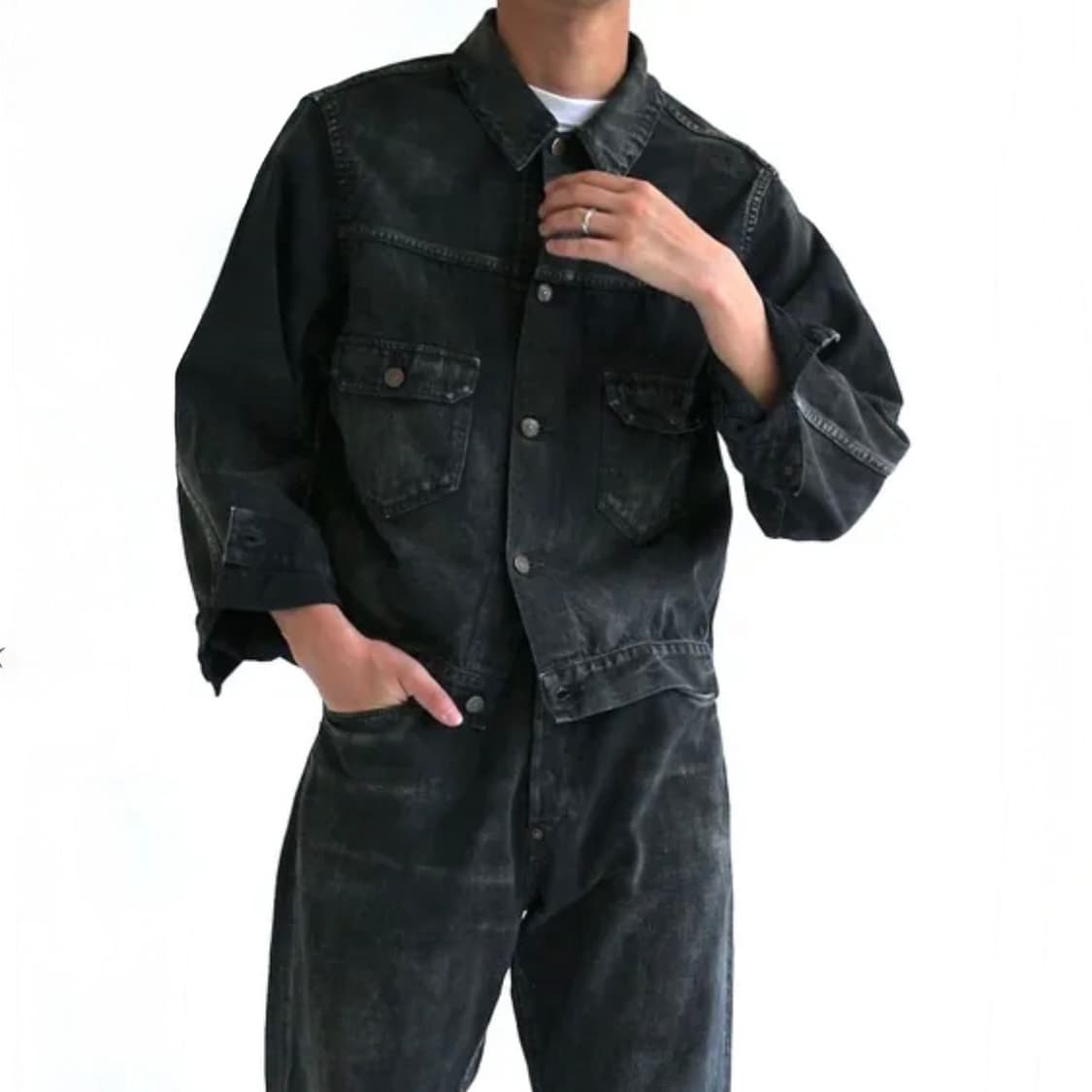 [2]아나크로놈 SULFUR DYE 서퍼 다잉 가공 type2 트러커 자 상품이미지4