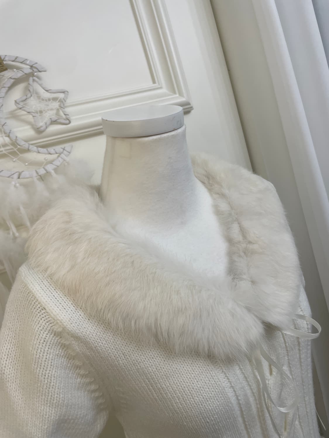 white fur bow winter sweater top 상품이미지7
