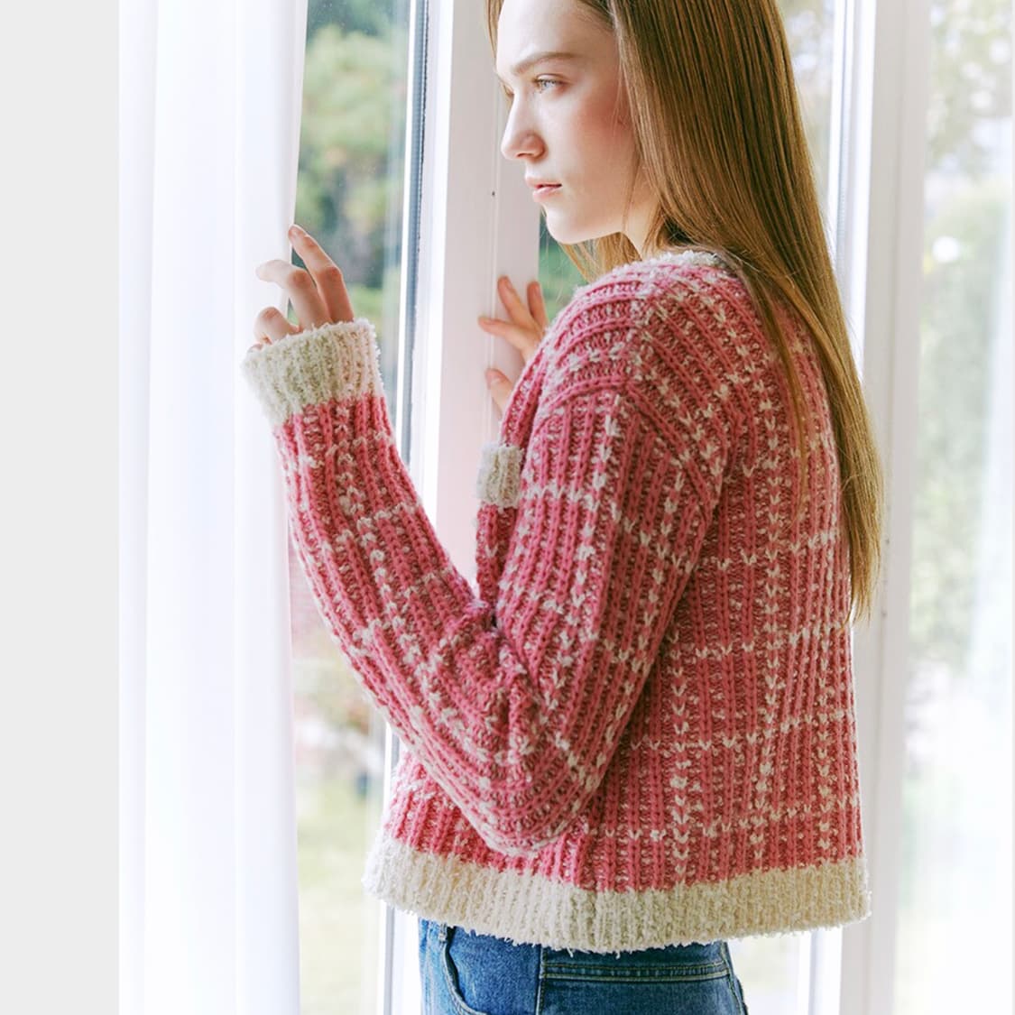 에트몽(ETMON) 장원영 트위드 니트가디건 55-66 새상품 상품이미지2