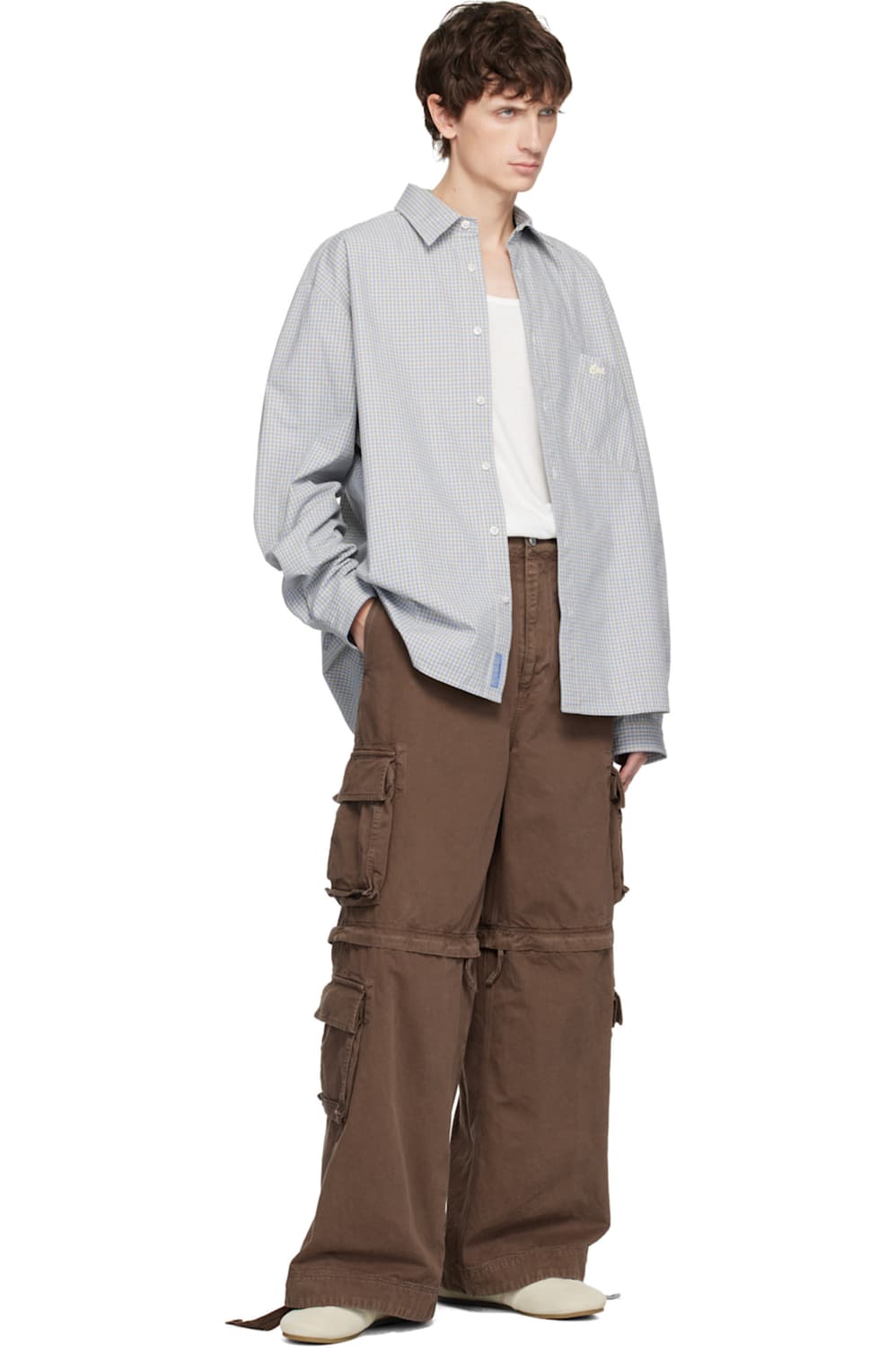 [M]이알엘 ERL 체크 셔츠/그레이 상품이미지5