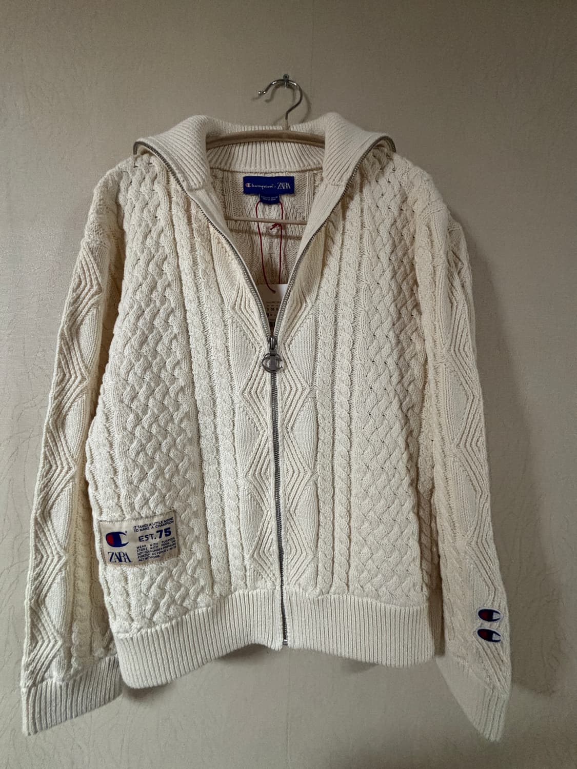 자라x챔피온 케이블 니트 가디건 s 상품이미지5