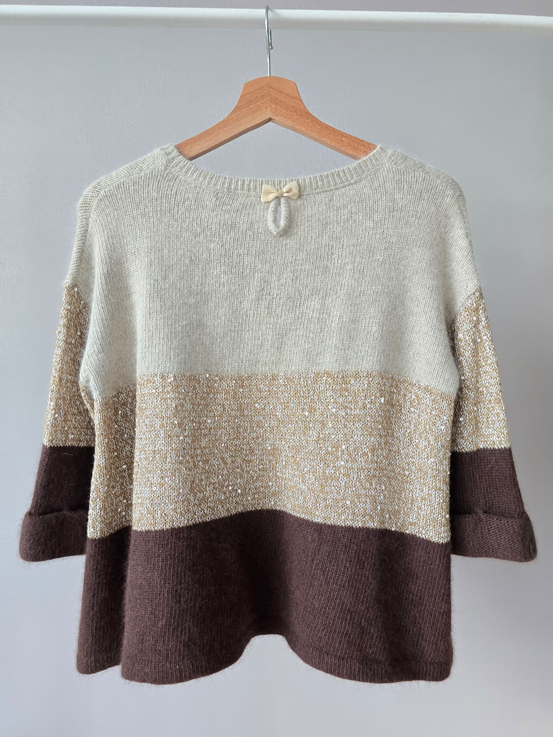 배색 스팽글 울 니트 상품이미지2