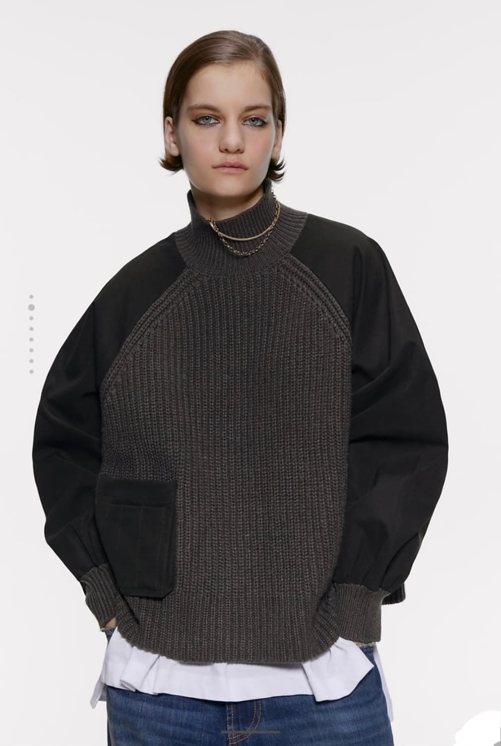 ZARA 자라 콤비 포켓 오버핏 스웨트 니트 / 여 M
 상품이미지2