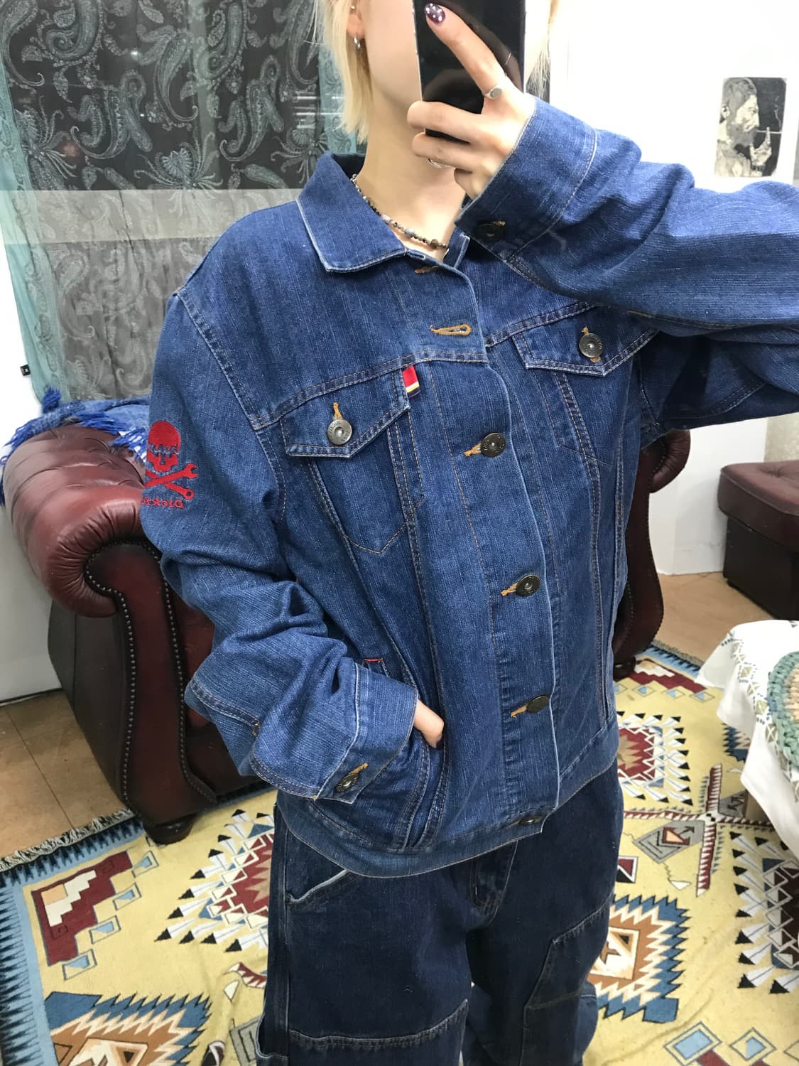 디키즈 해골 자수 데님 트러커 (Z1098) 상품이미지2