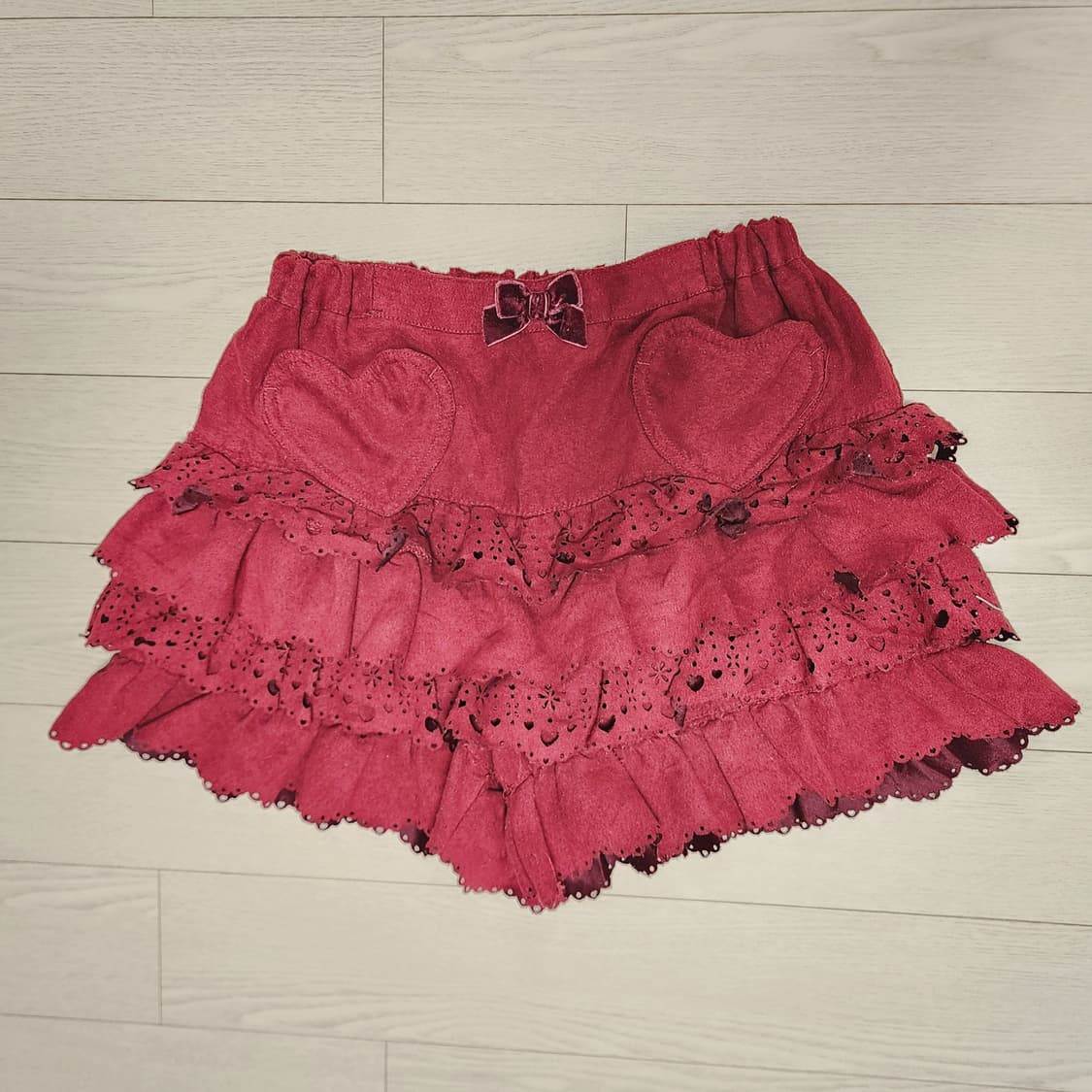 캉캉 벨벳 갸루 하트 치마바지  상품이미지1