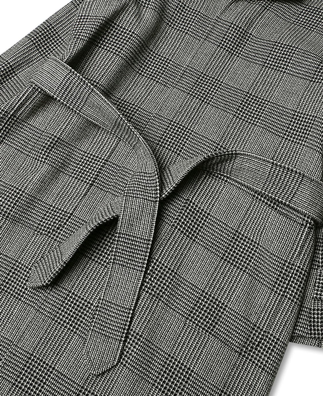 에토네 [Etonne] 로밧 트위드 체크 벨티드 나그랑 코트 상품이미지3