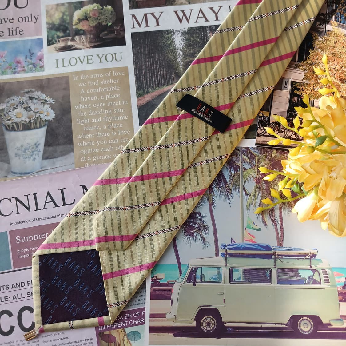 닥스 실크 옐로우 스트라이프 넥타이 9.6cm A등급 A1943
 상품이미지3