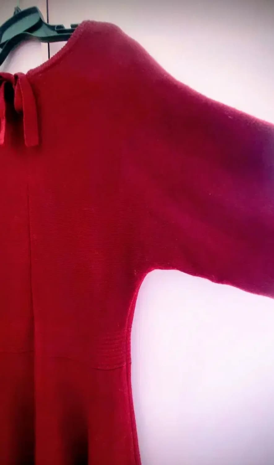 리본 버건디 컬러 니트 원피스 상품이미지6