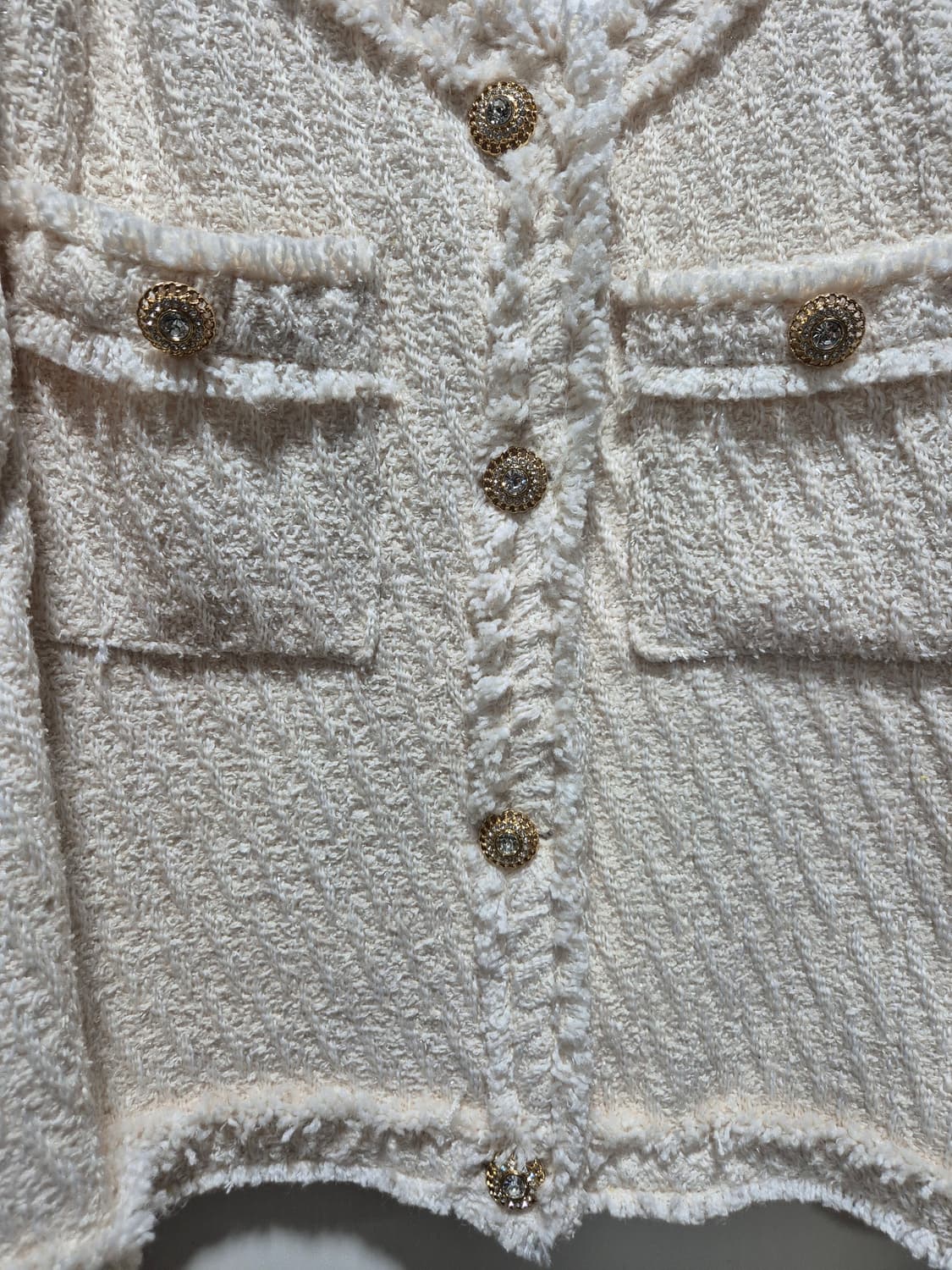 (세일)(새상품)아이보리 트위드 자켓 금장 단추 상품이미지3