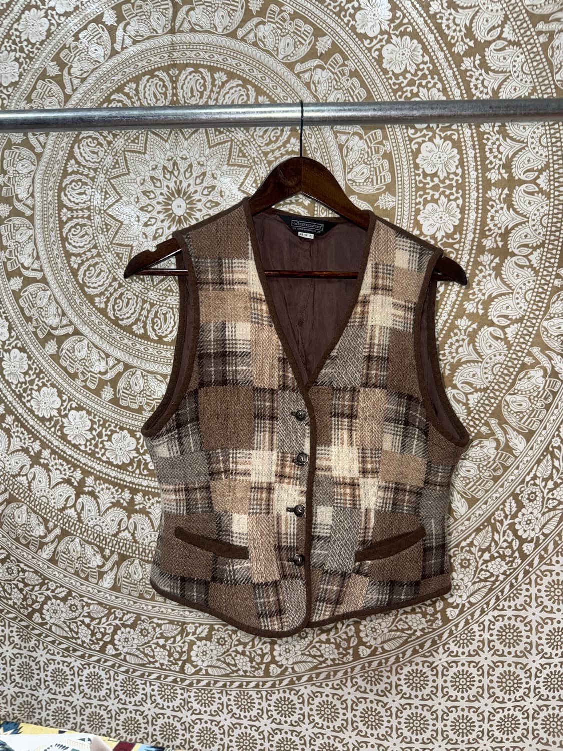 JOHANEX 체크 패치 모직 베스트 자켓  상품이미지2