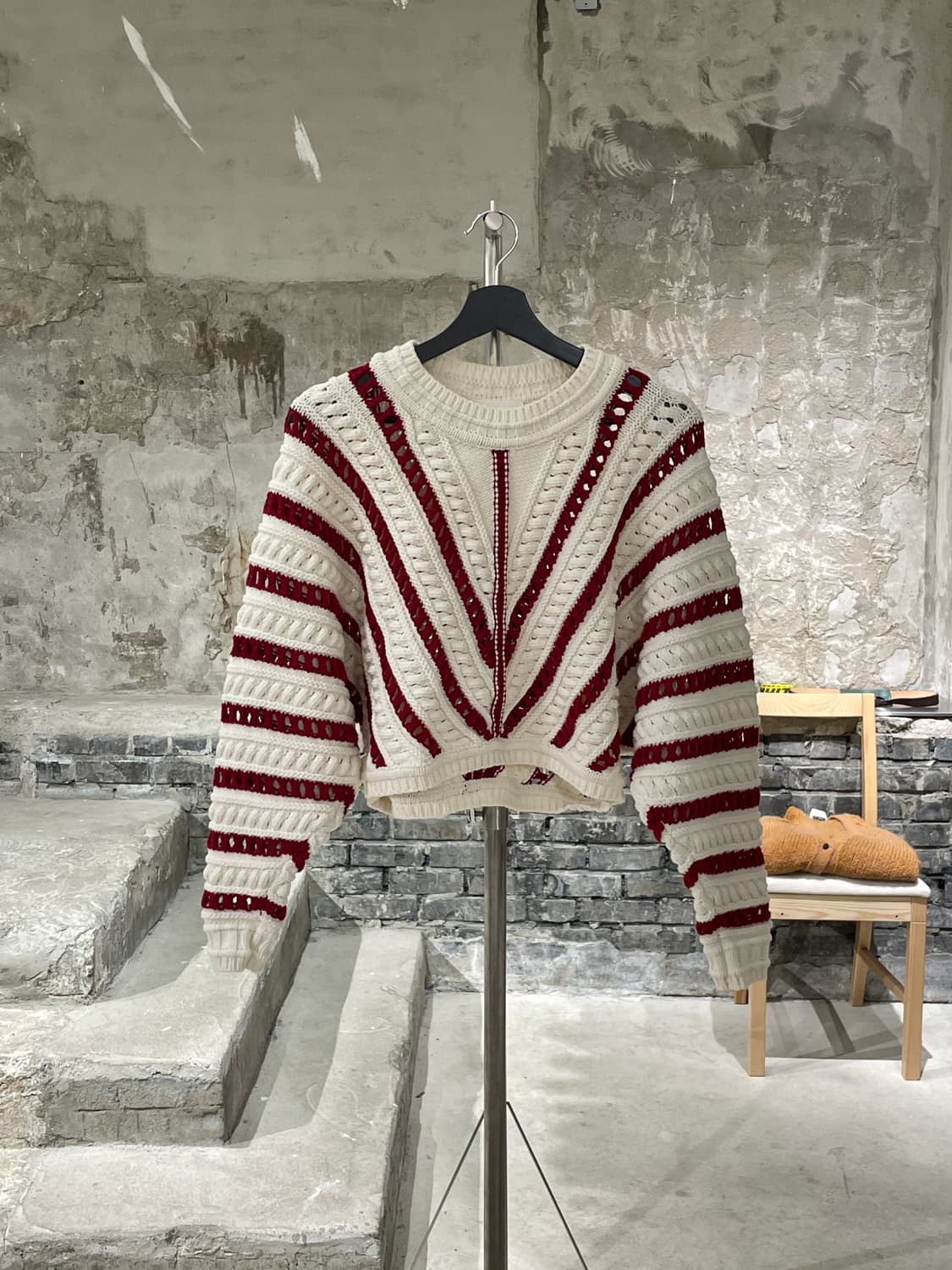 바쉬 아이보리 가디 오픈워크 크롭 풀오버 니트 상품이미지1